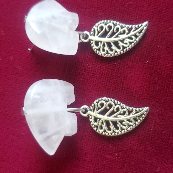 Light pink stone & silver earrings - Picture 5 of 6